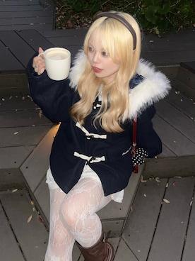 「アイテム（ダッフルコート）」を使った、m o e  / 149cmさん（レディース・149cm）の冬コーディネート