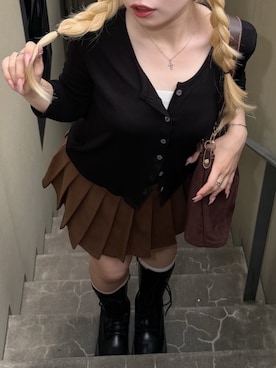 「APPORTE PAR LES MARCHES(アポルテパーレマルシェ)のヘルシーな抜け感をプラスする、リブプルオーバー(Tシャツ/カットソー、ブラック系)」を使った、m o e / 149cmさん(レディース・149cm)の夏コーディネート