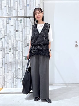 「LEPSIM（レプシィム）のステンレス3WAYロングネックレス　603709（ネックレス、シルバー系）」を使った、たなさんさん（レディース）の春コーディネート