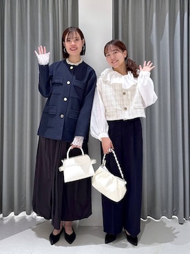 「アイテム（ノーカラージャケット）」を使った、tanasan0lepsimさん（レディース・175cm・30代）の冬コーディネート