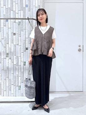 「LEPSIM（レプシィム）のステンレス3WAYロングネックレス　603709（ネックレス、シルバー系）」を使った、たなさんさん（レディース）の春コーディネート