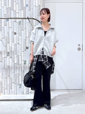 「LEPSIM（レプシィム）のアソートチェックシャツチュニック　1054544（シャツ/ブラウス、ブラック系）」を使った、たなさんさん（レディース）の秋コーディネート