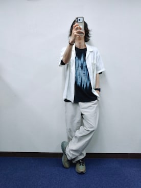「Design Tshirts Store graniph（デザイン　ティーシャツ　ストア　グラニフ）のアイテム」を使った、Gladさん（メンズ・174cm）の夏コーディネート