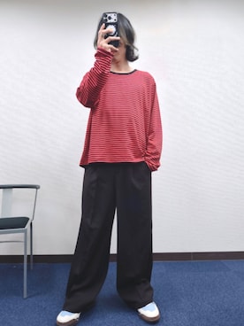 「アイテム（Tシャツ/カットソー、レッド系）」を使った、Gladさん（メンズ・174cm）の秋コーディネート