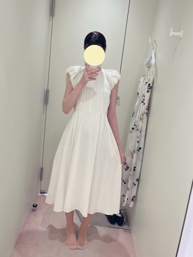 「CELFORD（セルフォード）の【洗える】バルーンスリーブシャツワンピース（ワンピース、ホワイト系）」を使った、♡YURU♡さん（レディース・175cm）の夏コーディネート