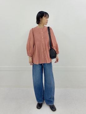 「URBAN RESEARCH Sonny Label(アーバンリサーチサニーレーベル)のフラップショルダーバッグ(Shoulderbag、ブラック系)」を使った、さいとうさん(レディース・159cm)の夏コーディネート
