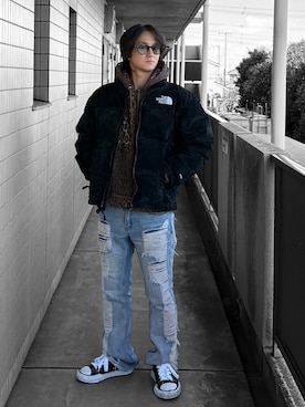 「Supreme （シュプリーム）のアイテム（ダウンジャケット/コート）」を使った、里琉さん（メンズ・172cm）の冬コーディネート