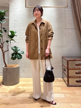 「plage（プラージュ）のSuede like シャツブルゾン（その他アウター、イエロー系）」を使った、chikaさん（レディース・161cm）の冬コーディネート