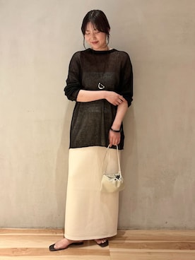 「plage（プラージュ）の《追加》air jersey tight スカート 2（スカート、ホワイト系）」を使った、chikaさん（レディース・161cm）の春コーディネート