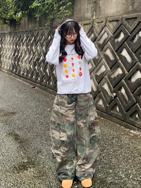 「zinnのアイテム（スウェット、グレー系）」を使った、ちゃをさん（レディース・158cm）の春コーディネート