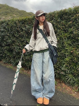 「THECOLDESTMOMENT（ザコールデストモーメント）のアイテム（キャップ、ブラウン系）」を使った、ちゃをさん（レディース・158cm）の春コーディネート
