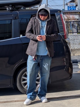 「OAKLEY（オークリー）のアイテム」を使った、kingtessyさん（メンズ・186cm）の冬コーディネート