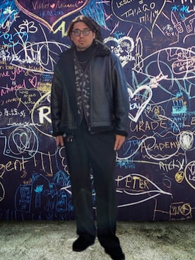 「アイテム（ミリタリージャケット）」を使った、kingtessyさん（メンズ・186cm）の冬コーディネート