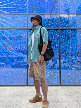 「NIKE（ナイキ）のNIKE Air Force 1 '07 WB（ナイキ エア フォース 1 '07 WB）（スニーカー、ブラウン系）」を使った、kingtessyさん（メンズ・186cm）の夏コーディネート