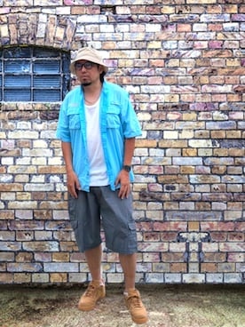 「no brand（ノーブランド）のアイテム」を使った、kingtessyさん（メンズ・186cm）の夏コーディネート
