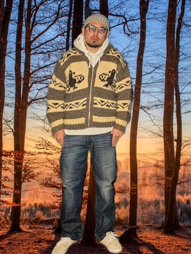 「DIESEL（ディーゼル）のアイテム（デニムパンツ）」を使った、kingtessyさん（メンズ・186cm）の冬コーディネート