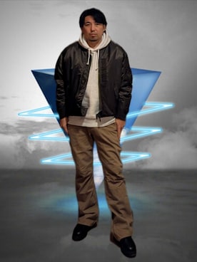 「アイテム（MA-1）」を使った、kingtessyさん（メンズ・186cm）の冬コーディネート