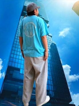 「UNIQLO（ユニクロ）のアイテム（スウェットパンツ、グレー系）」を使った、kingtessyさん（メンズ・186cm）の夏コーディネート