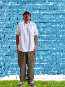 「VANS（バンズ）のアイテム（スニーカー、ブルー系）」を使った、kingtessyさん（メンズ・186cm）の夏コーディネート