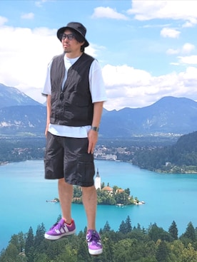 「no brand（ノーブランド）のアイテム」を使った、kingtessyさん（メンズ・186cm）の春コーディネート