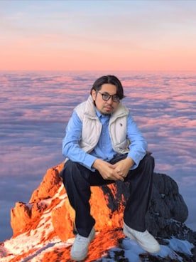 「アイテム（ダウンベスト）」を使った、kingtessyさん（メンズ・186cm）の春コーディネート