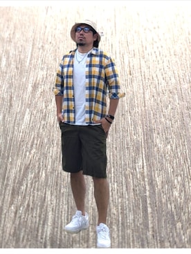 「GAP（ギャップ）のアイテム（トップス）」を使った、kingtessyさん（メンズ・186cm）の夏コーディネート