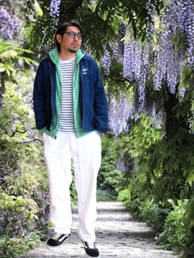 「GAP（ギャップ）のアイテム（トップス）」を使った、kingtessyさん（メンズ・186cm）の春コーディネート