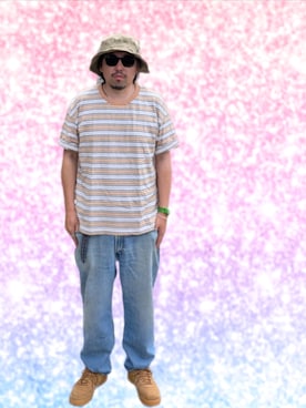 「no brand（ノーブランド）のアイテム（ハット、グリーン系）」を使った、kingtessyさん（メンズ・186cm）の夏コーディネート