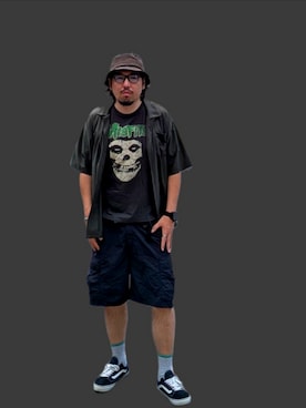 「VANS（バンズ）のVANS ヴァンズ OLD SKOOL DX オールドスクール DX V36CL+ BLACK（スニーカー、ブラック系）」を使った、kingtessyさん（メンズ・186cm）の夏コーディネート
