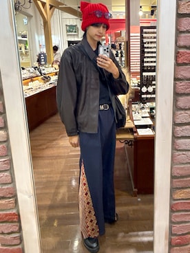 「アイテム（ニットキャップ/ビーニー）」を使った、lunqriqさん（メンズ・186cm）の秋コーディネート