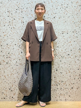 「OPAQUE.CLIP（オペークドットクリップ）のアイテム（Tシャツ/カットソー）」を使った、さくらさん（レディース・161cm）の春コーディネート