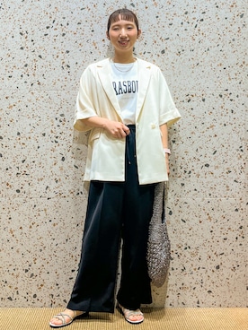 「OPAQUE.CLIP（オペークドットクリップ）のアイテム（Tシャツ/カットソー）」を使った、さくらさん（レディース・161cm）の春コーディネート