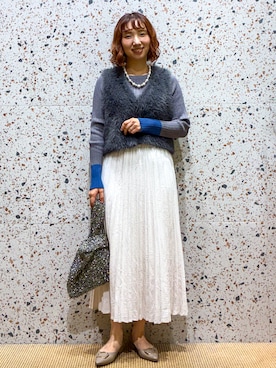 「アイテム（ハンドバッグ、シルバー系）」を使った、さくらさん（レディース・161cm）の秋コーディネート