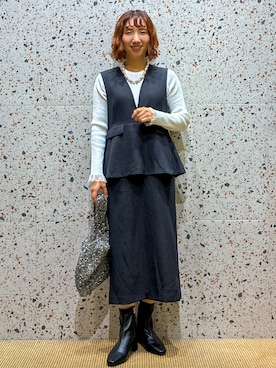 「アイテム（ハンドバッグ、シルバー系）」を使った、さくらさん（レディース・161cm）の秋コーディネート