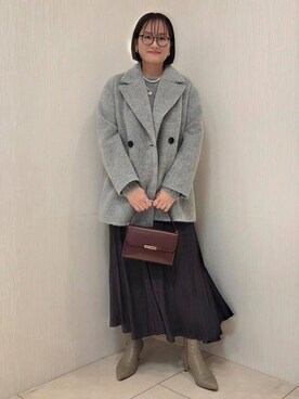 「アイテム（ピーコート、グレー系）」を使った、naokoさん（レディース・165cm）の冬コーディネート