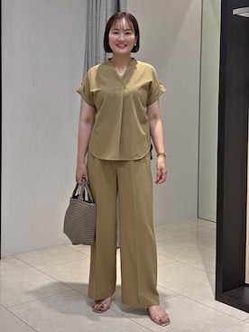 「アイテム（テーラードジャケット、イエロー系）」を使った、naokoさん（レディース・165cm）の夏コーディネート