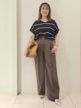 「アイテム（ノーカラージャケット）」を使った、naokoさん（レディース・165cm）の春コーディネート