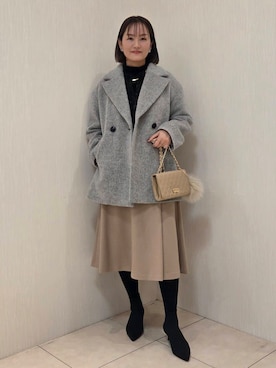 「アイテム（ピーコート、グレー系）」を使った、naokoさん（レディース・165cm）の冬コーディネート