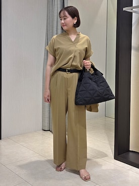 「アイテム（テーラードジャケット、イエロー系）」を使った、naokoさん（レディース・165cm）の夏コーディネート