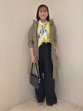 「アイテム（モッズコート、グリーン系）」を使った、naokoさん（レディース・165cm）の春コーディネート