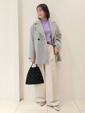 「アイテム（ピーコート、グレー系）」を使った、naokoさん（レディース・165cm）の冬コーディネート