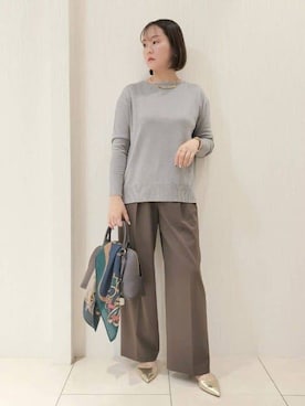 「アイテム（ノーカラーコート）」を使った、naokoさん（レディース・165cm）の冬コーディネート