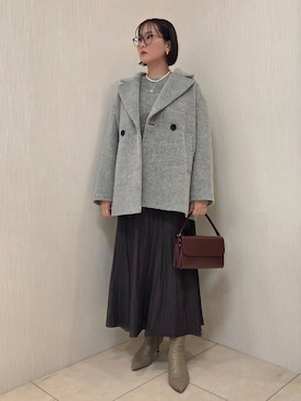 「アイテム（ピーコート）」を使った、naokoさん（レディース・165cm）の冬コーディネート