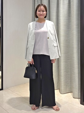 「アイテム（ノーカラージャケット）」を使った、naokoさん（レディース・165cm）の夏コーディネート