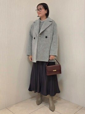 「アイテム（ピーコート、グレー系）」を使った、naokoさん（レディース・165cm）の冬コーディネート