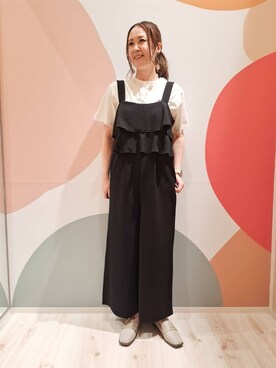 「SHOO・LA・RUE（シューラルー）の【S-LL/ひんやり/UV】選べる6柄でそれぞれ欲しくなる プリントTシャツ（Tシャツ/カットソー、ホワイト系）」を使った、次女さん（レディース・162cm）の夏コーディネート