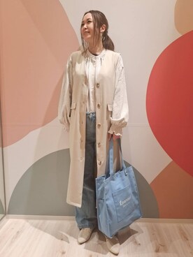 「DRESKIP（ドレスキップ）の【S-LL/2WAY】ジャンドレにもなるロングジレ（ベスト、ベージュ系）」を使った、次女さん（レディース・162cm）の冬コーディネート