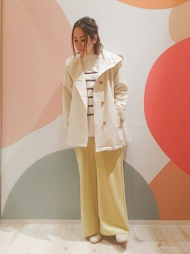 「SHOO・LA・RUE（シューラルー）の◆【高レビュー】洗えてサラサラ スクエアニットパンプス（パンプス、ベージュ系）」を使った、次女さん（レディース・162cm）の冬コーディネート