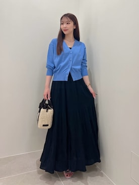 「NATURAL BEAUTY BASIC（ナチュラルビューティーベーシック）の【sweet4月号掲載】◇楊柳ティアードロングスカート（Skirt、ブラック系）」を使った、NBB STAFFさん（レディース・152cm）の春コーディネート