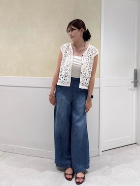 「N.（N. Natural Beauty Basic）（エヌエヌナチュラルビューティーベーシック）の【Healthy DENIM】デニムマリンパンツ（デニムパンツ、ブルー系）」を使った、NBB STAFFさん（レディース・160cm）の夏コーディネート